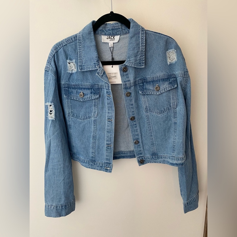 Jack by BB Dakota Cropped Distressed Jacket
